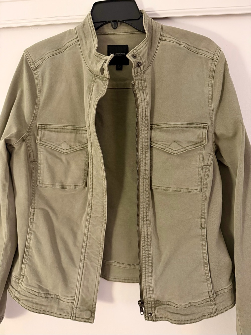 Liverpool Olive Utility Jacket with Stand Collar - Picture 2 of 4